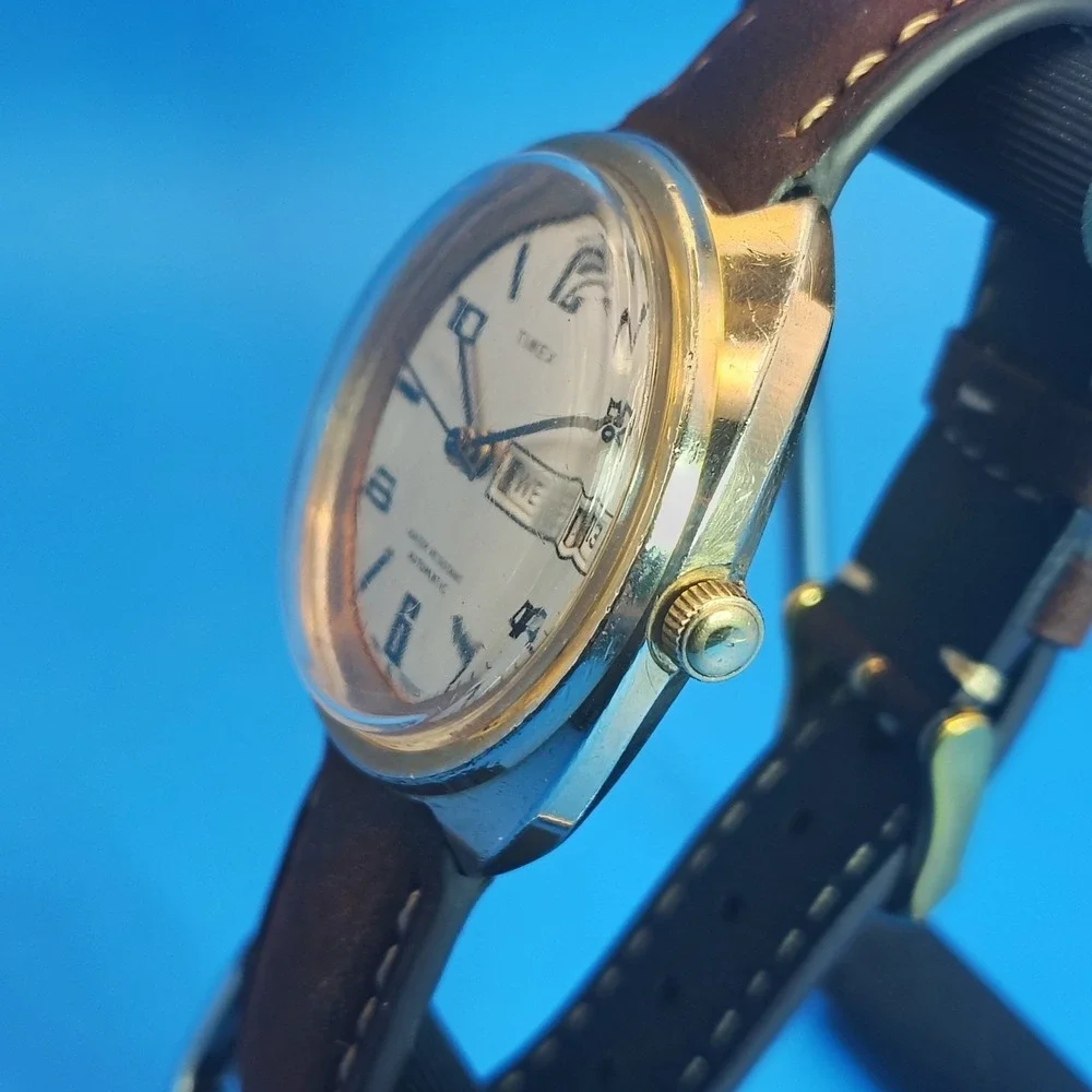 Vintage 1972‎ Timex Automatic 38mm Mens Dress Watch Fully Restored New strap